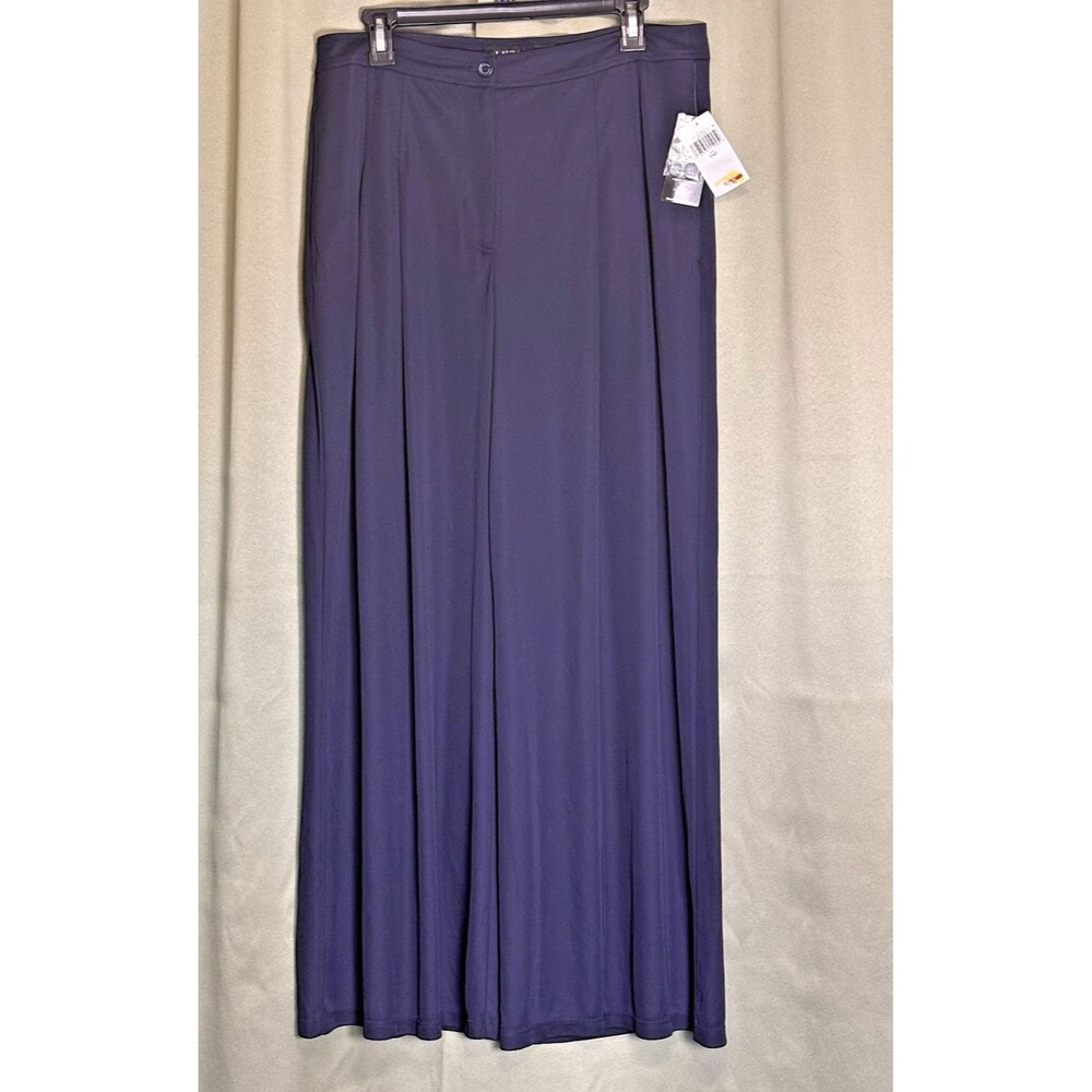 Lauren Ralph Lauren Dress Pants Womens 14P Navy Wide Leg Pleated High Rise $145